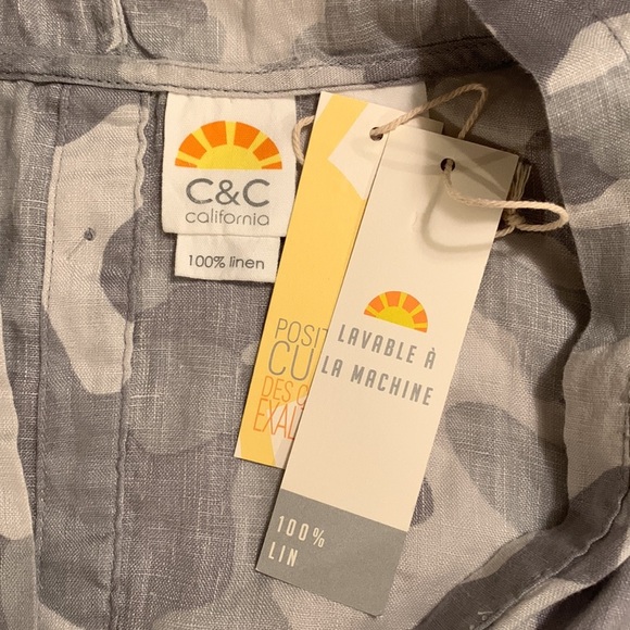 NEW C&C California 100^ Linen Women’s Hooded Short Sleeve Tunic - Picture 9 of 14